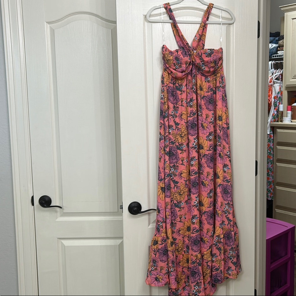 Floral Pink and Purple Maxi Dress